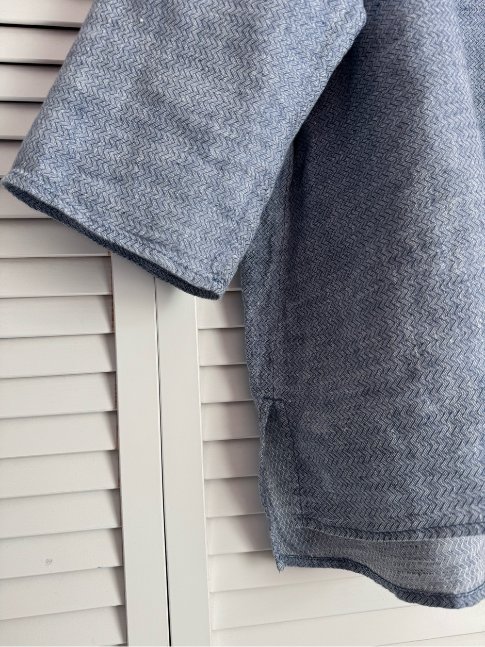 Eileen Fisher Organic Linen Chevron Chambray Bateau Neck 3/4 Sleeve Top Size 1X - Picture 5 of 8